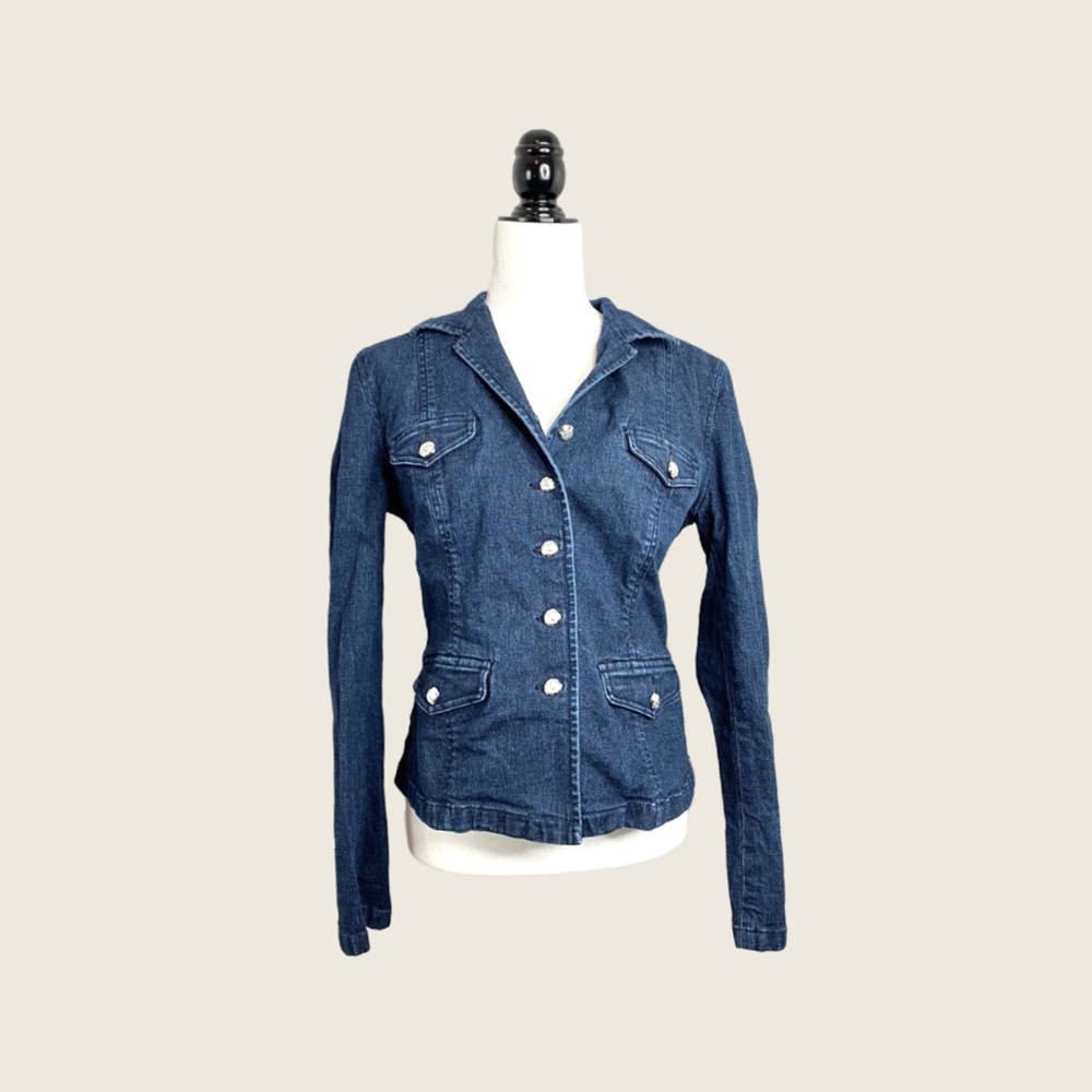 Ralph Lauren Women’s Button Dark Wash Denim Blue Jean Jacket [Size Large] EUC